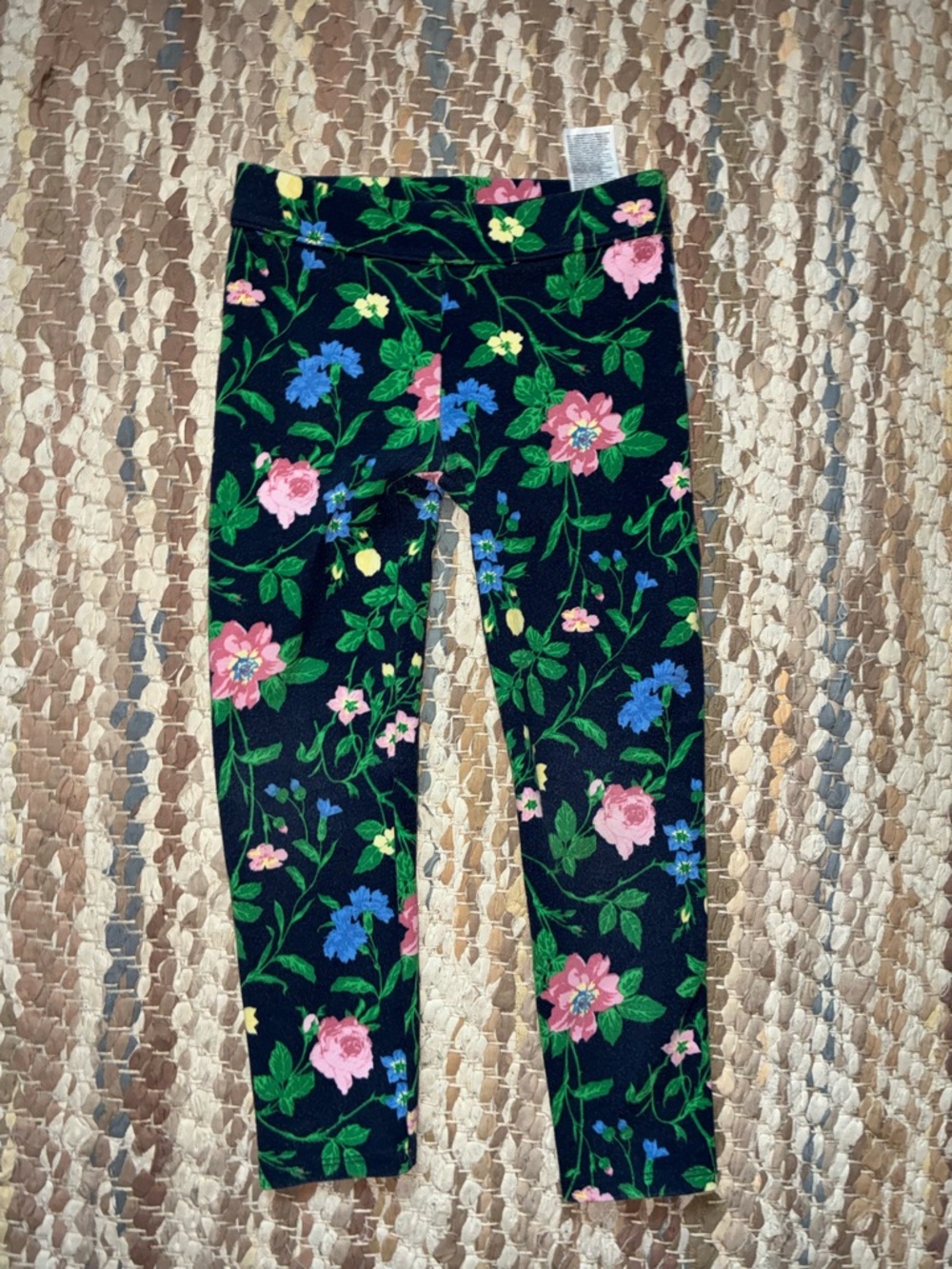 Janie and Jack Navy Floral Leggings with Pink and Blue Flowers